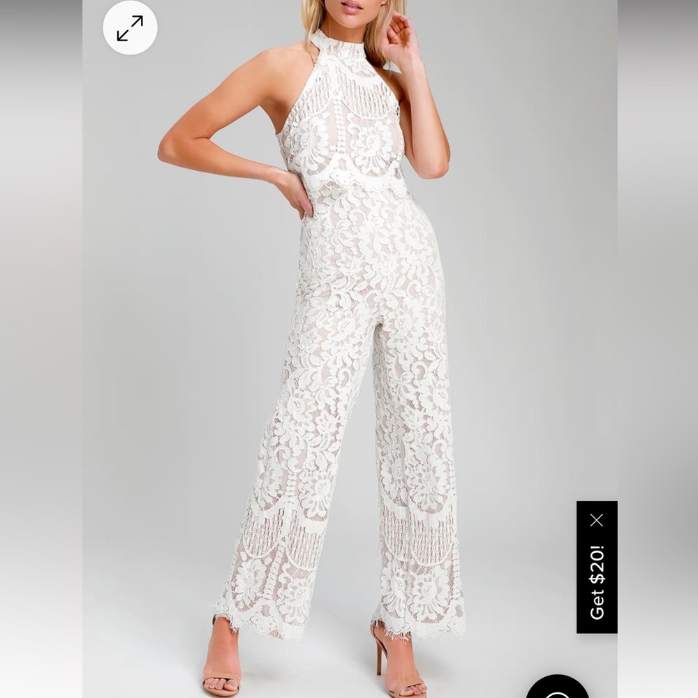 Lulus Britney White Lace Jumpsuit